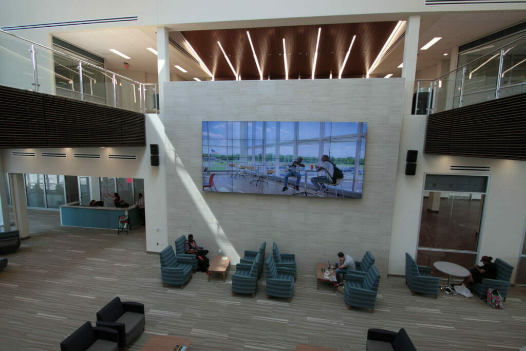 video wall in lobby